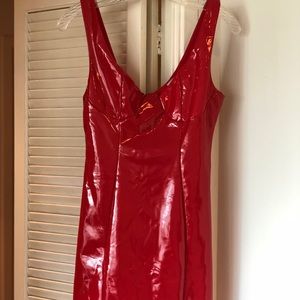 Red Pleather Mini Dress